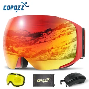COPOZZ Occhiali da sci magnetici con lenti a cambio rapido e set di custodie Protezione UV400 al 100% Occhiali da snowboard antiappannamento per uomo e donna