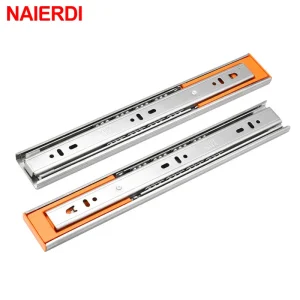 NAIERDI 10 “-22” Guide per armadietti in acciaio inossidabile Soft Close Rails per cassetti a tre sezioni Guide per cassetti Buffer Ammortizzatore Rails Hardware
