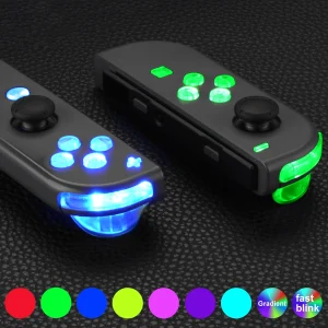 EXtremeRate 7 colori 9 modalità Joycon DFS LED Kit, pulsanti Trigger ABXY luminati Multi-colori per NS Switch e OLED JoyCon