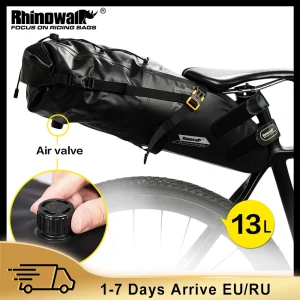 Borsa da bicicletta Rhinowalk 5L-13L Full Waterproof Road Mountain Bike ciclismo borsa portapacchi posteriore borsa portapacchi accessori per sella bici