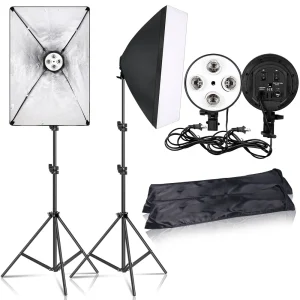 Kit di Illuminazione Softbox SH per Fotografia, Set di Luci per Studio Fotografico, Lampada per Scatti Continui con Base E27 e Accessori