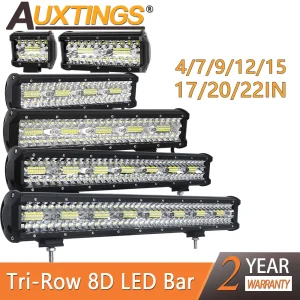Auxtings 8D Tri Row Led Bar 4/7/9/12/15/17/20/23 ”pollici 60W ~ 480w 12V 24V Led light bar Offroad Led work light 4×4 car luce