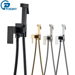 Rubinetto per Bidet da bagno in ottone nero/oro cromato spruzzatore per Bidet ad alta pressione rondella per wc rubinetto per acqua calda e fredda a parete
