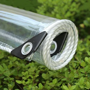 Telone impermeabile in PVC trasparente con occhielli Resistente alle intemperie Pieghevole da 0,39 mm Copertura antipioggia Mobili da giardino Piante Serra