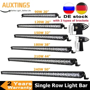 20 25 32 38 44 50 pollici Super Single Row LED Light Bar 120 150 210 240W Off-Road Car Lamp per SUV 4WD ATV Boat