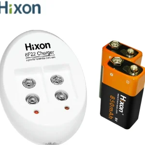 Hixon 2pcs 9V 6F22 850mAh batterie ricaricabili agli ioni di litio e un caricabatterie per sistema di allarme multimetro rilevatore di fumo