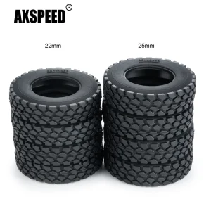 AXSPEED 22mm/25mm larghezza pneumatici in gomma nera pneumatici per ruote per Tamiya 1/14 RC rimorchio trattore camion cerchioni posteriori anteriori 5 #