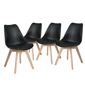 Un set di 2/4/6 sedie da pranzo Mid-Century in plastica stile moderno DAW Shell poltrona lounge con gambe in legno per cucina ufficio nero