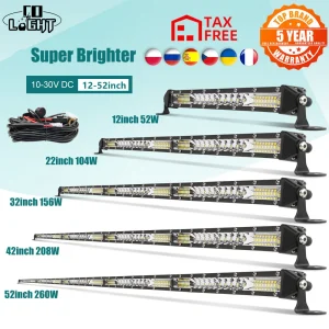 CO LIGHT Super Slim 12 “22” 32 “42” 52 “Offroad Barra luminosa a led Spot Flood Combo Fascio 4×4 Luce da lavoro a led 12V 24V per Barca ATV SUV