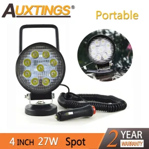 Auxtings 4in 4 ”Portatile 27W Spotlight Rotonda Base Magnetica Ha Condotto La Luce del Lavoro Auto Camion di Guida Fuori Strada 4WD 4×4 SUV ATV 12V 24V