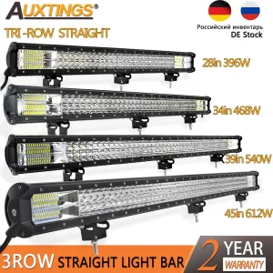 Auxtings 28” 34” 39” 45” in Barra luminosa a LED a 3 file Barra LED fuoristrada Barra luminosa da lavoro a LED combinata per camion SUV ATV 4×4 4WD 12v 24V