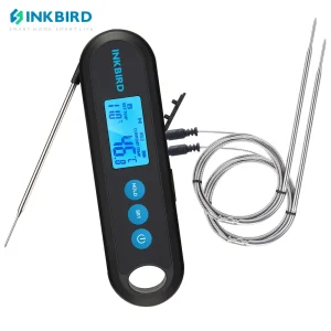 INKBIRD Termometro digitale per carne con 2 sonde esterne Display retroilluminato IHT-2PB Lettura istantanea in 2 secondi Ricaricabile Bluetooth