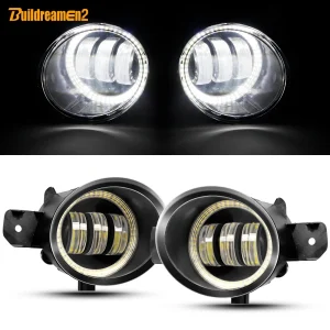 2 pezzi auto angelo occhio fendinebbia 30W lente LED DRL fendinebbia lampada di guida per Nissan Qashqai Teana Rogue Juke Micra Sunny Sentra NV400