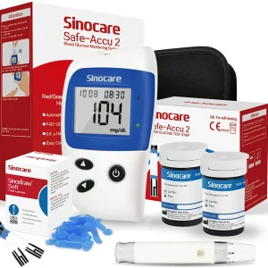 Sinocare Safe Accu2 Misuratore di glicemia Glucometro GLM o strisce reattive Lancette Test di zucchero nel sangue per il diabete diabetici