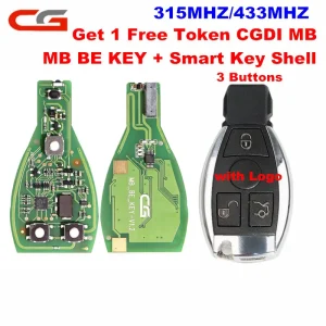 CG MB BE KEY Pro V1.2 315MHZ/433MHZ Ottieni 1 gettone gratuito Funziona perfettamente per Benz con guscio chiave intelligente a 3 pulsanti CGDI MB Prog