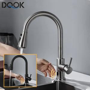 Rubinetto da cucina Smart Touchless Rubinetti con sensore a infrarossi spazzolati Rubinetti miscelatori acqua a infrarossi neri/nichel