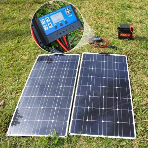 Kit pannello solare flessibile per esterni con cella solare mono 100w 200w 12v per batteria al piombo leggera domestica