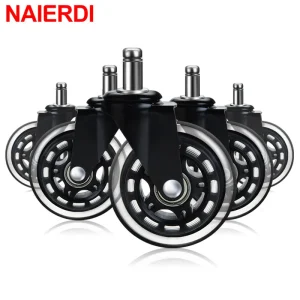 NAIERDI 5PCS Ruote girevoli in gomma girevoli da 3 pollici Ruote girevoli per sedia da ufficio di ricambio 60KG Ruote morbide e sicure stile Rollerblade
