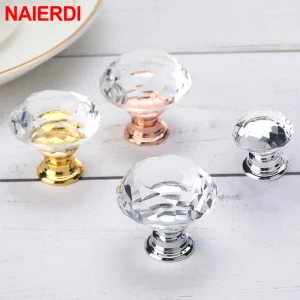 NAIERDI 10 pezzi 20-40mm armadio a forma di diamante manopole in vetro cristallo armadio cassetto tirare armadio da cucina maniglie per guardaroba Hardware