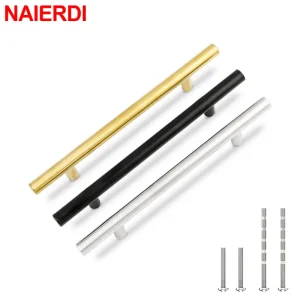 NAIERDI 20PCS maniglia per armadio in oro nero maniglie per mobili da cucina in acciaio inossidabile maniglie per mobili maniglie per cassetti maniglia a T