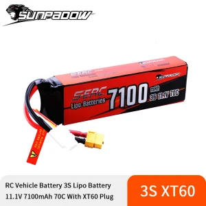 Sunpadow 3S 11.1V Lipo Batteria 7100mAh 70C Soft Pack con connettore XT60 per modello RC Veicolo Auto Camion Carro Armato Buggy Racing Hobby