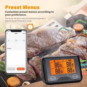 50% di sconto IBBQ-4BW wi-fi Bluetooth termometro per alimenti a base di carne termometro da cucina con griglia digitale Wireless con 4 sonde per affumicatore per barbecue