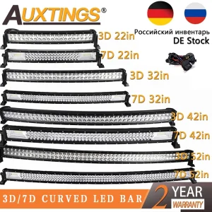Auxtings 3D 7D 22 ”32” 42 ”52” pollici curvo Led Light Bar Led Work light bar Driving Offroad Car Truck 4×4 SUV ATV 12V 24V