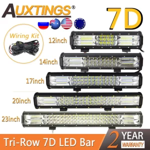 Auxtings 7D Tri-Fila Combo Offroad HA CONDOTTO LA Barra Chiara 12 ”14″ 17 “20” 23”in LED luce del lavoro Bar per il Camion Dell’automobile SUV ATV 4×4 4WD 12v 24V