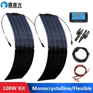 Solar Panel kit 1-2 pz 50W pannello solare 100W Kit completo 12V pannelli solari flessibili Mono cella ad alta efficienza con cavo PV regolatore di carica