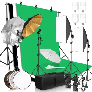 2.6X3M Kit fotografico Softbox per studio fotografico con fondali Treppiede Tessuto non tessuto adatto per foto Grafica fotografica domestica