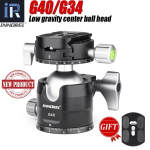 INNOREL G34/G40 centro di gravità professionale a basso profilo doppio treppiede a sfera panoramica aggiungi piastra Q.R universale per fotocamera DSLR