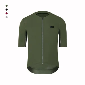 SPEXCEL 2021 Nuovo tessuto Coldback UPF 50+ Pro Aero Maglie da ciclismo a manica corta Senza cuciture Design senza colletto Tasca con cerniera verde