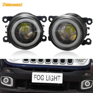 Buildreamen2 2 pezzi fendinebbia a LED + Angel Eye luce di marcia diurna Car fendinebbia anteriore 12V per Jeep Compass Renegade Cherokee