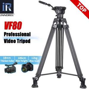 Treppiede professionale in alluminio Video pesante INNOREL VF80 con testa fluida idraulica F80 per cursore videocamera DSLR carico 12kg