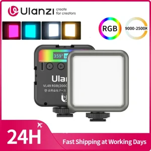 Ulanzi VL49 Mini RGB LED Luce video 2700K-9000K sulla fotocamera Luce di riempimento Fotografia Illuminazione Pocket Live Tiktok Vlog Lampada leggera