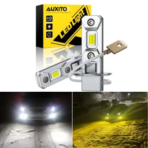 AUXITO 2 pezzi H3 LED fendinebbia Canbus 3000K giallo bianco per auto LED fendinebbia anteriore H3 Auto DRL luci di marcia diurna 6500K 12V