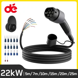dé Cavo di ricarica di tipo 2 per veicoli elettrici 22kW per aprire l’estremità cavo di ricambio Wallbox trifase 32A 5m 7m 10m 15m 20m 25m opzione