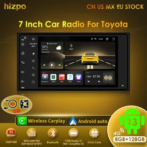Hizpo 7 pollici AI Voce Universale Android Auto Stereo GPS Radio Per Toyota 4Runner Camry Corolla Tuntra RAV4 Multimedia di Navigazione