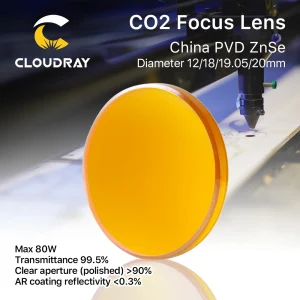 Cloudray China CO2 ZnSe Focus Lens Dia.18 19.05 20 mm FL38.1 50.8 63.5 101.6 127mm 1.5 – 4 “per macchina da taglio per incisione Laser