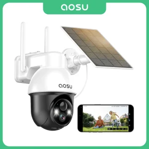 AOSU 3MP PTZ Telecamera di sicurezza solare Batteria incorporata Wireless 2.4Ghz Telecamera WIFI PIR AI Rilevazione Audio bidirezionale Telecamera CCTV esterna