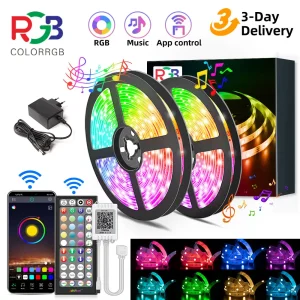 luci natale LED, RGB 5050/SMD2835, nastro flessibile, striscia luminosa a Led fai-da-te RGB Tape Diode DC 12V Phone app bluetooth