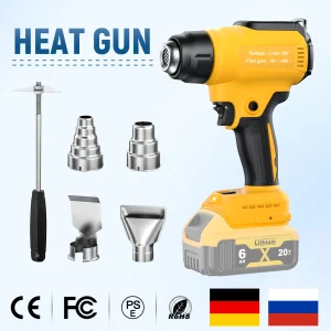 Pistola termica senza fili per batteria Dewalt 20v, pistola ad aria calda per saldatura a riscaldamento rapido da 350W 30 ℃-550 ℃ temperatura dell’aria