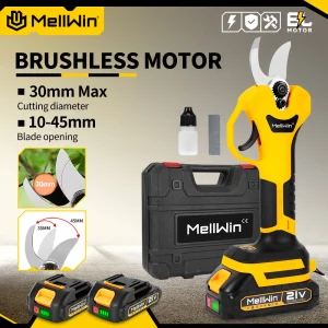 MELLWIN 30mm Brushless Potatore Elettrico Cesoia 2 Ingranaggi Cordless Albero da Frutto Bonsai Potatura Forbici Strumenti Per Makita 18V Batteria Spille