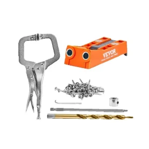 SucceBuy 56 pezzi maschera per fori tascabili mini maschera sistema di fori tascabili con morsetto a C da 9 “chiave per trapano passo anello di arresto per trapano punta di azionamento quadrata