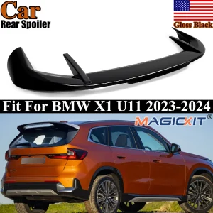 Magickit Baule posteriore Bagagliaio Spoiler Ala Fit BMW X1 U11 M Sport 2023-2024 Nero lucido Stile MP Spoiler sul tetto posteriore Ala labbro