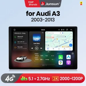 Junsun V3 Plus 2K Android 13 Wireless CarPlay Android Auto Car sistemi intelligenti per Audi A3 8P 2003 – 2013 7870 Autoradio
