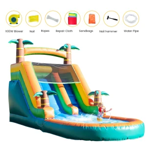 Piscina gonfiabile gigante per casa di rimbalzo con scivolo d’acqua gonfiabile in PVC commerciale da 21 piedi con scivolo d’acqua per parco giochi per bambini commerciale con ventilatore