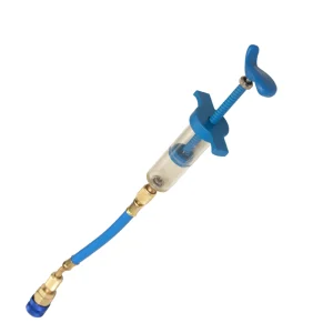 Strumento per iniezione olio per auto 1 Oz Aria condizionata Iniettore di olio Tubo di riempimento del liquido refrigerante lato basso per condizionatore d’aria domestico del veicolo