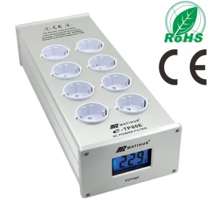 MATIHUR e-TP80 rumore Audio filtro di alimentazione ca condizionatore di potenza purificatore di potenza protezione da sovratensioni con prese ue ciabatta argentata