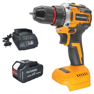 PATUOPRO Trapano elettrico senza spazzole da 10 mm Trapano avvitatore a batteria a 2 velocità 50-100 N.m Utensili elettrici con coppia elevata per batteria Makita 18 V